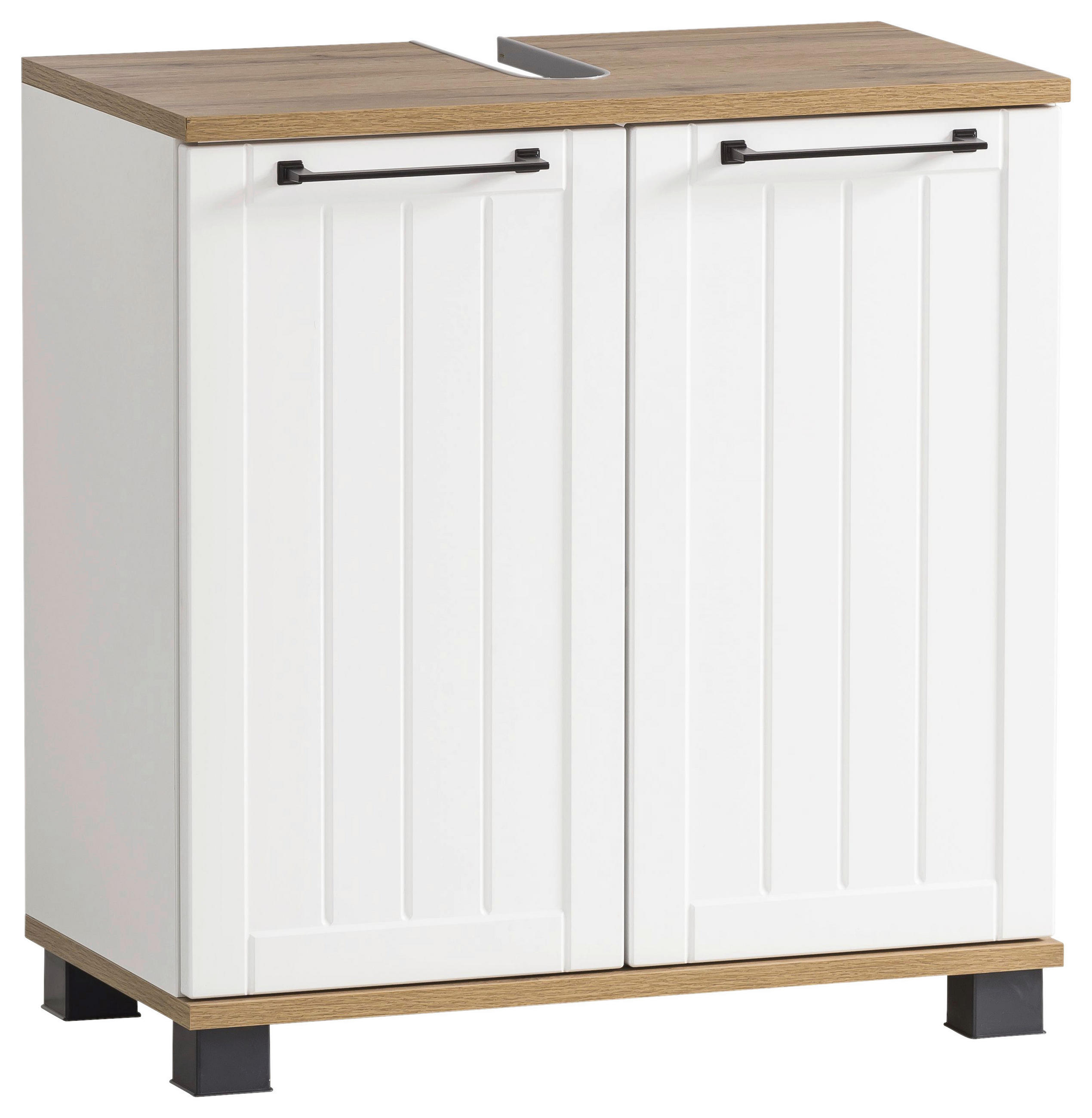 Stylife Waschbeckenunterschrank Jelda Weiß, Eiche 59.8x62.4x32.6 cm