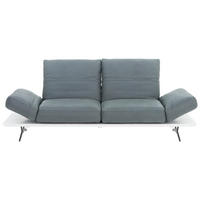 2,5-SITZER  in Echtleder Grau, Weiß  - Hellgrau/Weiß, Design, Leder/Holzwerkstoff (228/97/85cm) - Ambiente