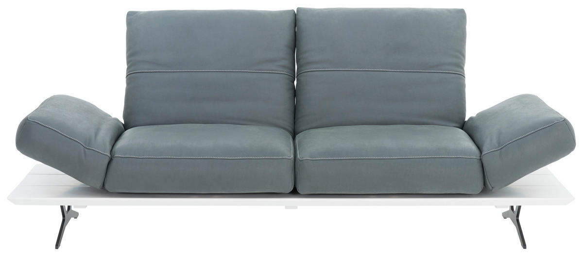 2,5-SITZER  in Echtleder Grau, Weiß  - Hellgrau/Weiß, Design, Leder/Holzwerkstoff (228/97/85cm) - Ambiente