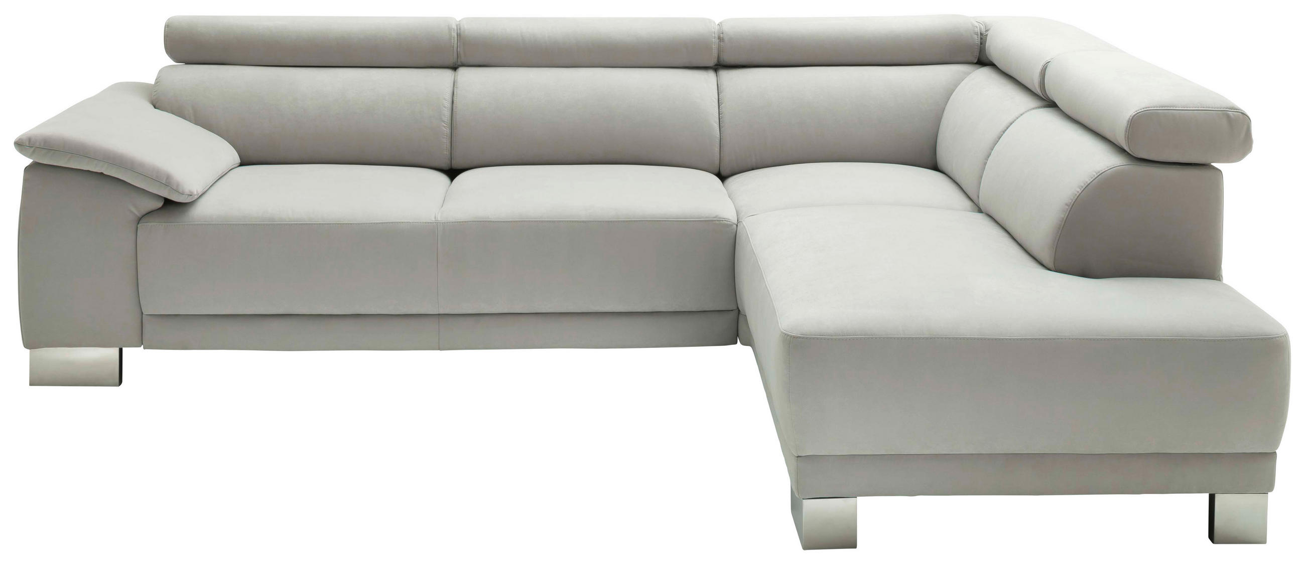 ECKSOFA Grau Mikrofaser  - Chromfarben/Grau, Design, Holz/Textil (270/205cm) - Pure Home Lifestyle