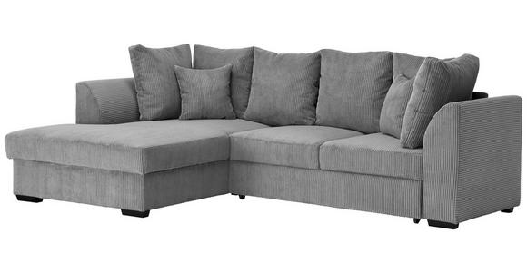 ECKSOFA in Cord Hellgrau  - Hellgrau/Schwarz, Design, Kunststoff/Textil (174/259cm) - Cantus