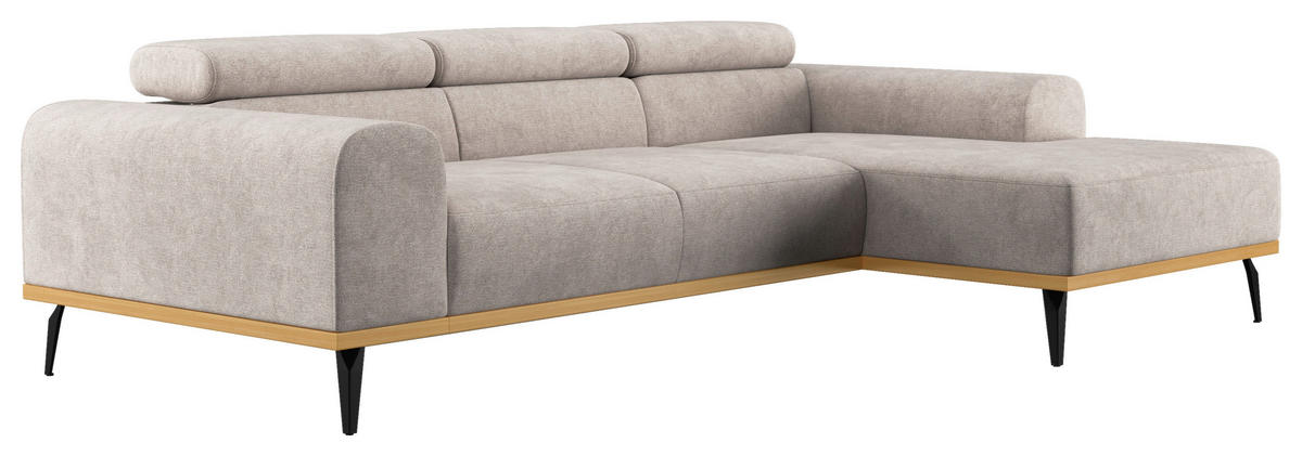 ECKSOFA Hellgrau Mikrofaser  - Hellgrau/Schwarz, KONVENTIONELL, Textil/Metall (244/157cm) - Cotta