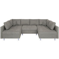 WOHNLANDSCHAFT Taupe Webstoff  - Taupe/Chromfarben, Design, Textil (192/308/192cm) - P & B