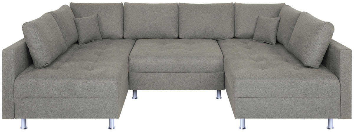 WOHNLANDSCHAFT Taupe Webstoff  - Taupe/Chromfarben, Design, Textil (192/308/192cm) - P & B