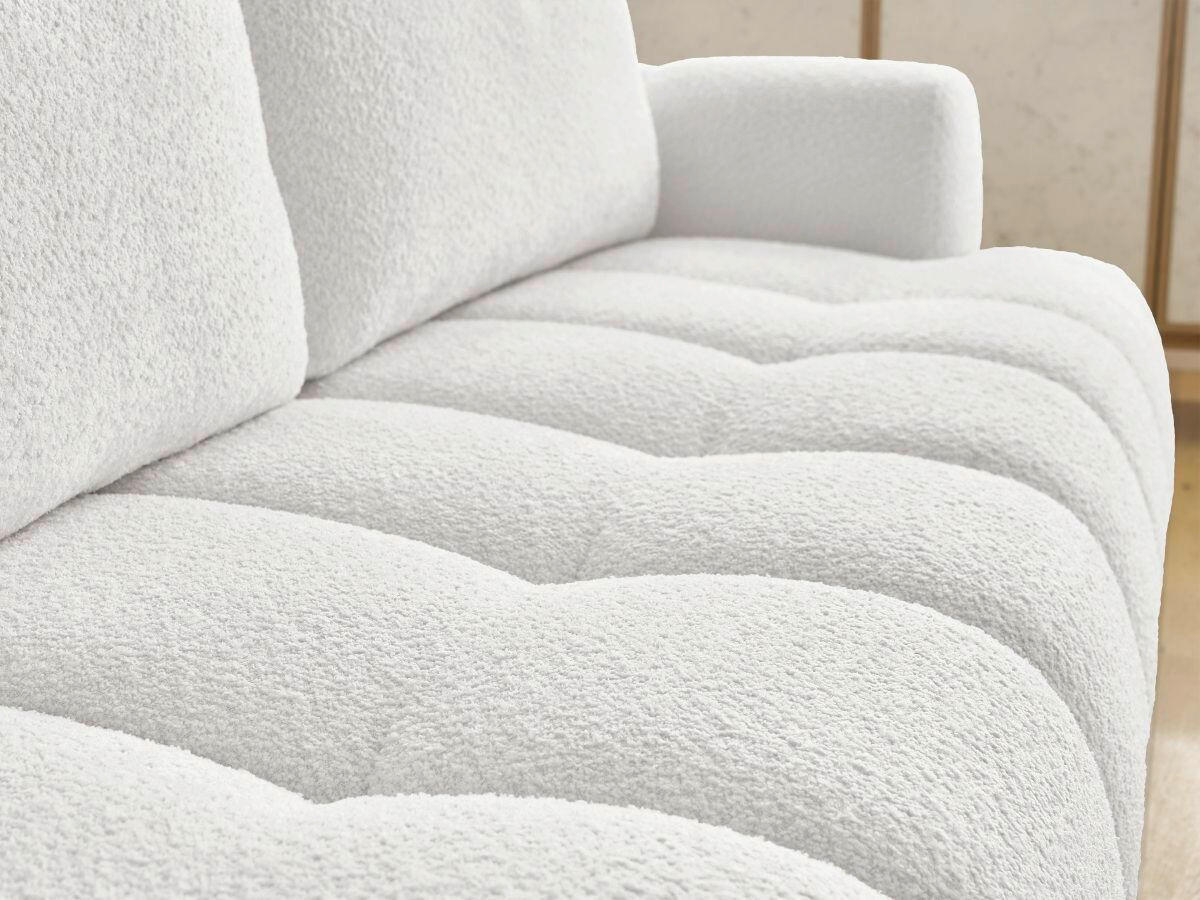 SCHLAFSOFA FUJI Bouclé Weiß  inkl.  - Schwarz/Weiß, MODERN, Kunststoff/Textil (251/113/88cm)