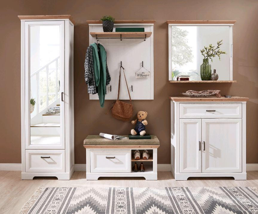 SCHUHSCHRANK Eichefarben, Pinienfarben - Eichefarben/Grau, ROMANTIK / LANDHAUS, Holzwerkstoff/Metall (93/102/41cm) - Landscape