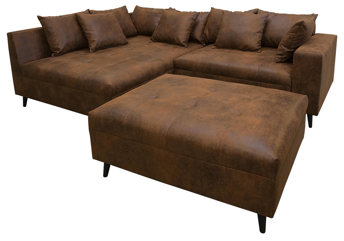 KUTNA GARNITURA tekstil  smeđa   - crna/smeđa, Design, tekstil/drvo (174/247cm) - MID.YOU