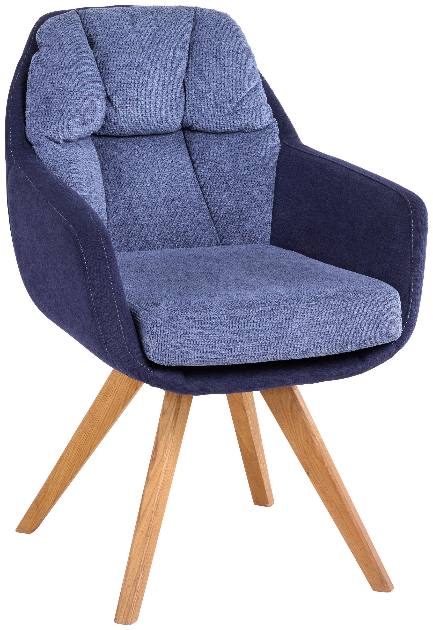 ARMLEHNSTUHL  in Flachgewebe  - Blau/Wildeiche, Design, Holz/Textil (65/85/68cm) - Linea Natura