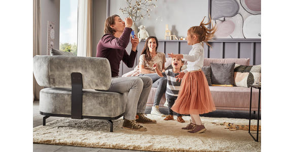 RÉCAMIERE  in Flachgewebe Hellrosa  - Hellrosa/Schwarz, Design, Textil/Metall (225/80/98cm) - Dieter Knoll