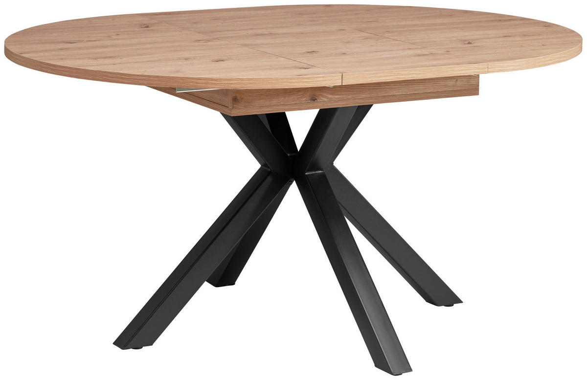 AUSZIEHTISCH Metall, Holzwerkstoff  - Schwarz/Eiche Artisan, Konventionell, Holzwerkstoff/Metall (110-150/76/110cm) - MID.YOU