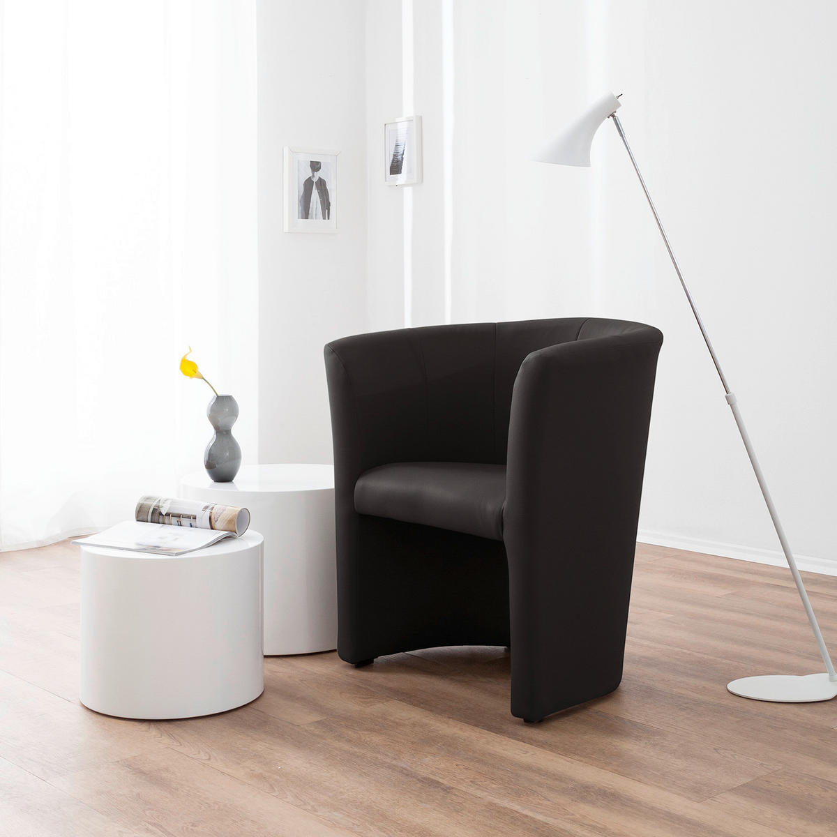 COCKTAILSESSEL Lederlook Dunkelbraun  - Dunkelbraun/Schwarz, Design, Kunststoff/Textil (66/75/56cm) - Livetastic