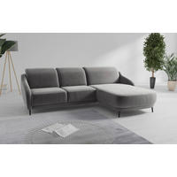 ECKSOFA BLUES V Grau Samt  - Schwarz/Grau, MODERN, Textil/Metall (271/191cm) - Sit & More