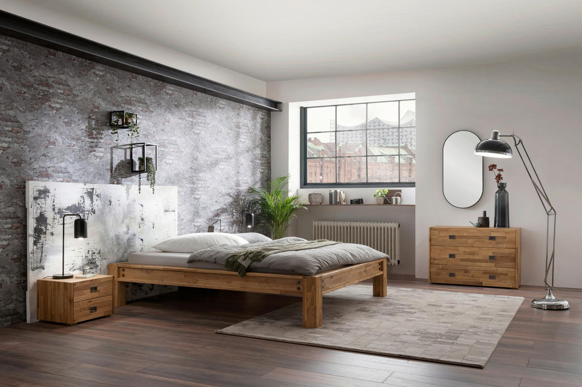 BALKENBETT 160/200 cm  in Braun, Eichefarben  - Eichefarben/Braun, Natur, Holz (160/200cm) - Hasena