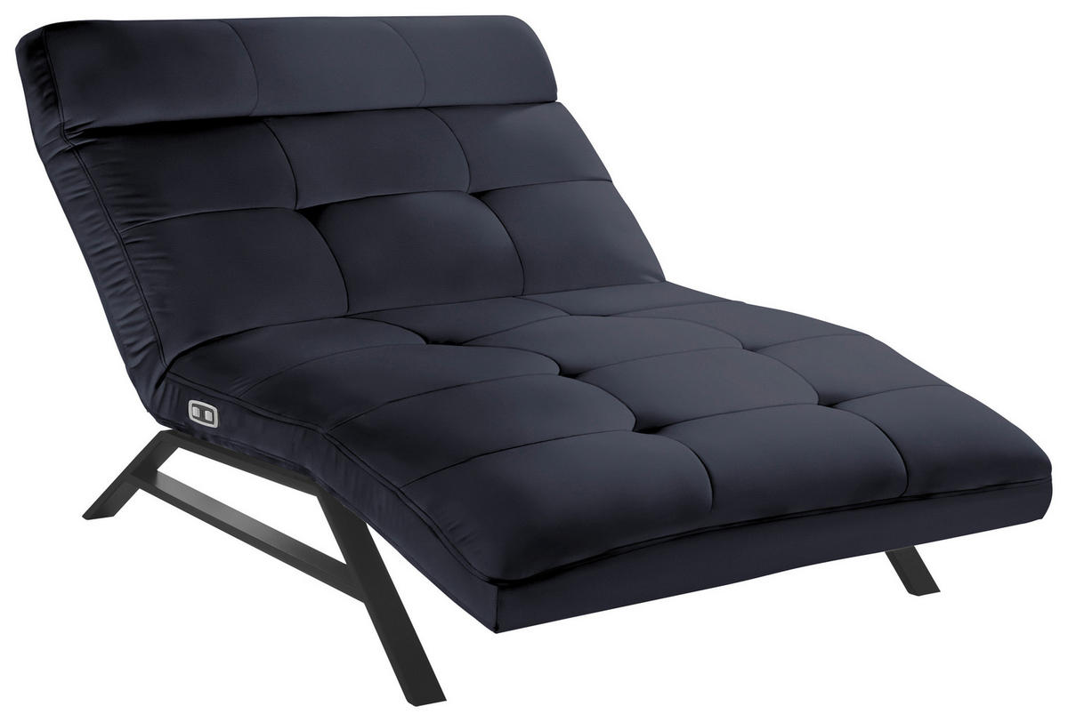 Liege mit motorischer Relaxfkt Echtleder Schwarz  - Schwarz, Design, Leder/Metall (120/54-113/158-198cm) - Pure Home Lifestyle