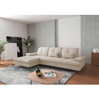 ECKSOFA Creme Flachgewebe  - Creme/Schwarz, KONVENTIONELL, Textil/Metall (185/279cm) - Sit & More