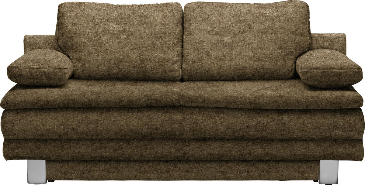 SCHLAFSOFA Bruno  mit Fußauswahl, Stoffauswahl Webstoff Hellgrün  - Chromfarben/Hellgrün, Design, Textil/Metall (194/96/86cm) - Novel