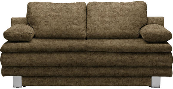 SCHLAFSOFA Bruno Webstoff Hellgrün Rückenkissen, Armlehnenkissen, Bettkasten, Schlaffunktion, Rücken echt  - Chromfarben/Hellgrün, Design, Textil/Metall (194/96/86cm) - Novel