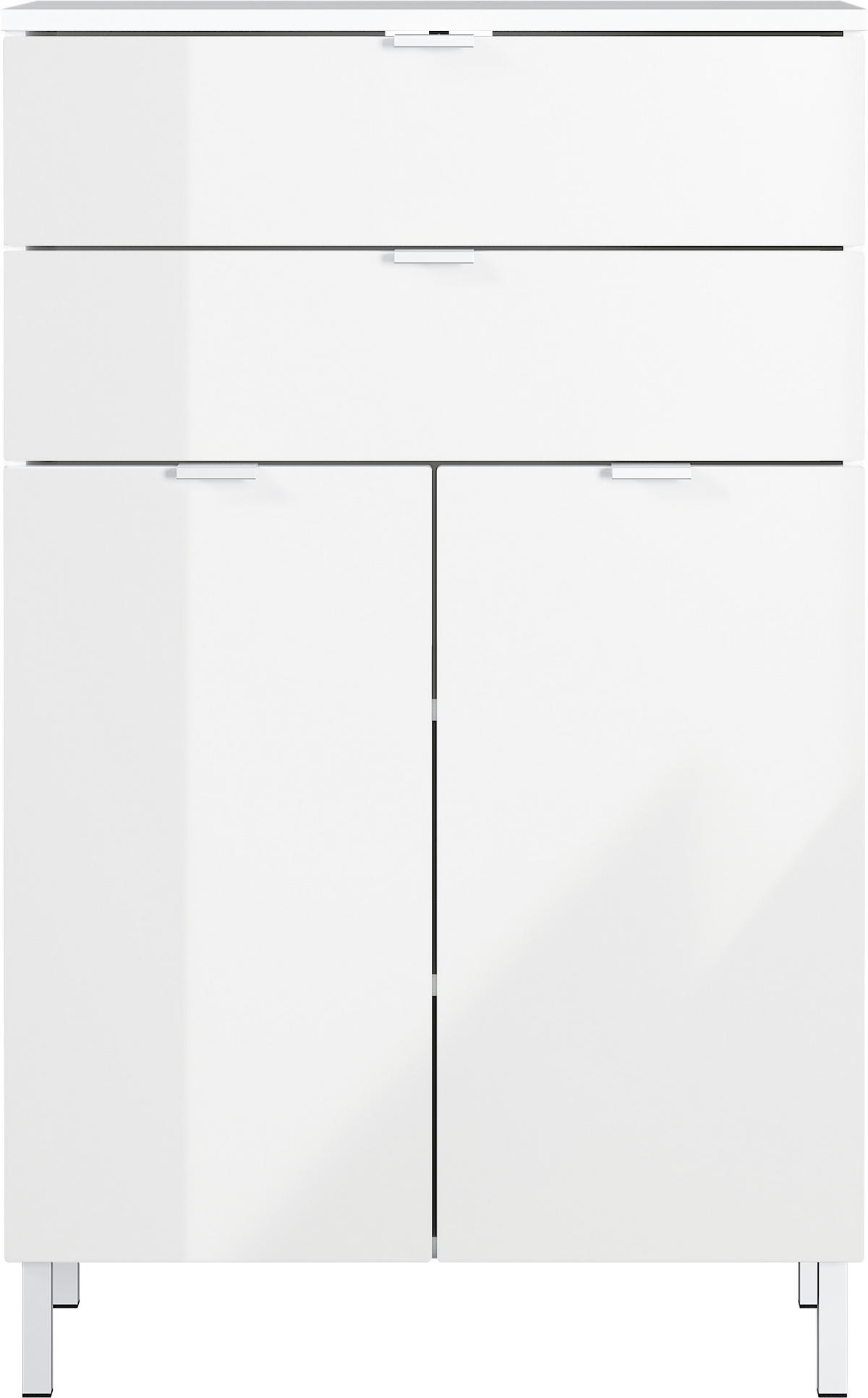 KOMMODE 60/97/34 cm  in Weiß  - Chromfarben/Weiß, KONVENTIONELL, Holzwerkstoff/Metall (60/97/34cm) - Germania