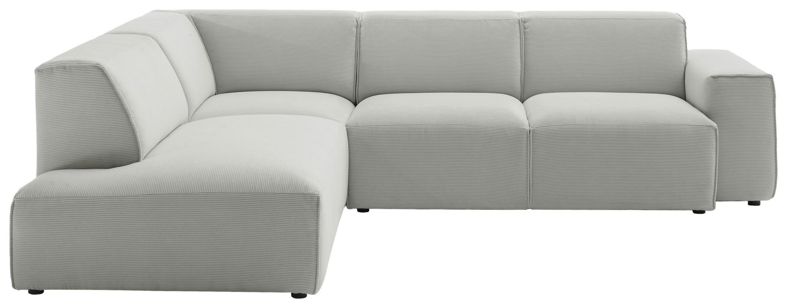 ECKSOFA Hellgrau Cord  - Hellgrau/Schwarz, Design, Kunststoff/Textil (210/270cm) - Pure Home Lifestyle