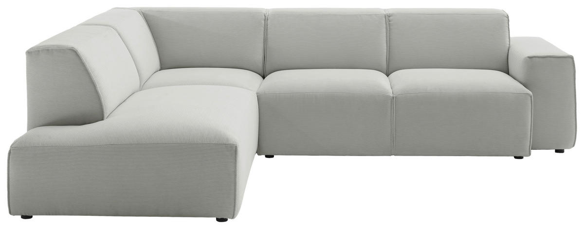 ECKSOFA Hellgrau Cord  - Hellgrau/Schwarz, Design, Kunststoff/Textil (210/270cm) - Pure Home Lifestyle