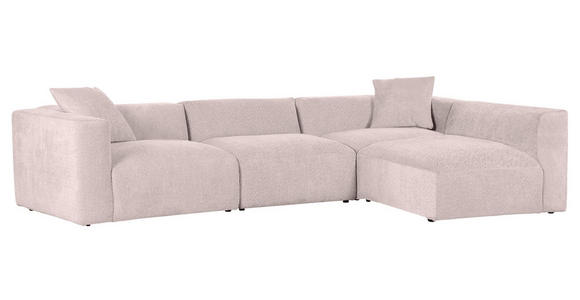 ECKSOFA Rosa Chenille Zierkissen, Rücken echt  - Creme/Schwarz, MODERN, Kunststoff/Textil (317/239cm) - Carryhome