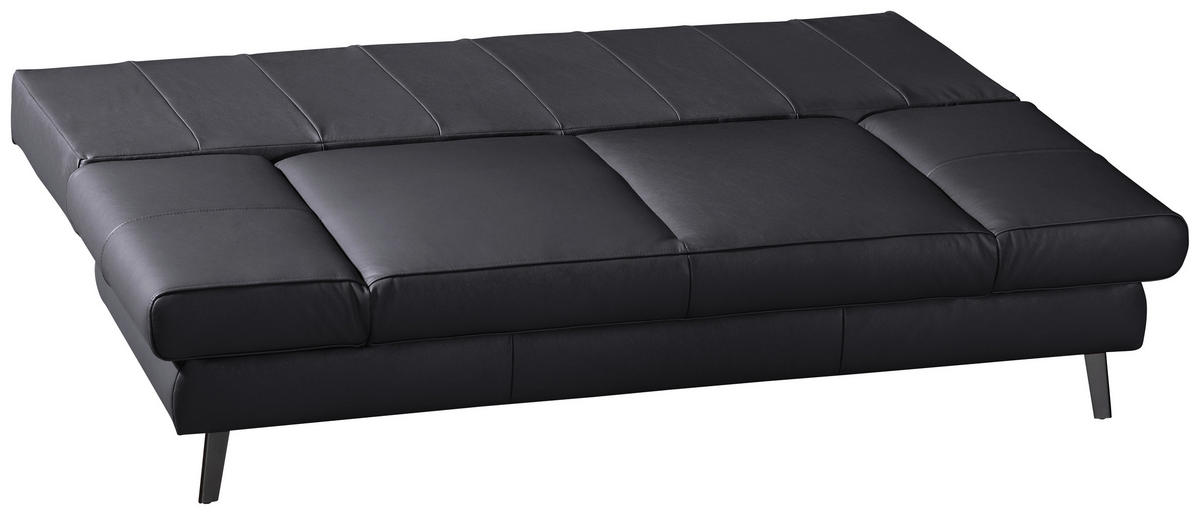 SCHLAFSOFA in Echtleder Anthrazit  - Anthrazit/Schwarz, Konventionell, Leder/Metall (200/85/90cm) - Novel