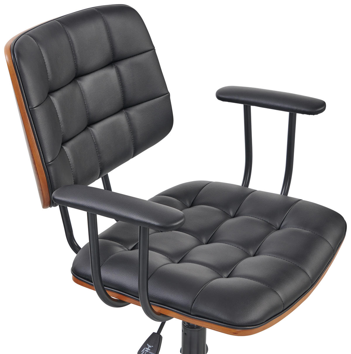 DREHSTUHL Lederlook Schwarz, Walnussfarben  - Walnussfarben/Schwarz, MODERN, Holz/Kunststoff (65/79-86,5/59cm) - Livetastic
