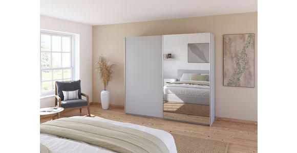 SCHWEBETÜRENSCHRANK  in Seidengrau  - Seidengrau/Alufarben, KONVENTIONELL, Glas/Holzwerkstoff (225/229/62cm) - Xora