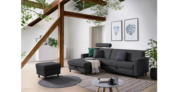 ECKSOFA in Webstoff Dunkelgrau  165/257 cm  - Dunkelgrau/Schwarz, Design, Kunststoff/Textil (165/257cm) - Xora