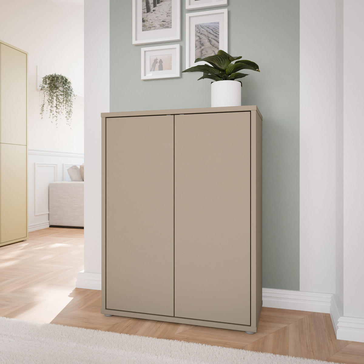 SCHUHSCHRANK Taupe  - Taupe/Grau, MODERN, Holzwerkstoff/Kunststoff (74,5/99,1/34,9cm) - Modern Living