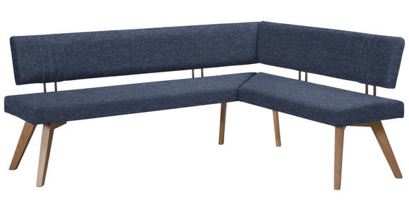 ECKBANK 180/160 cm in Dunkelblau, Wildeiche - Wildeiche/Eichefarben, Design, Holz/Textil (180/160cm) - Venda