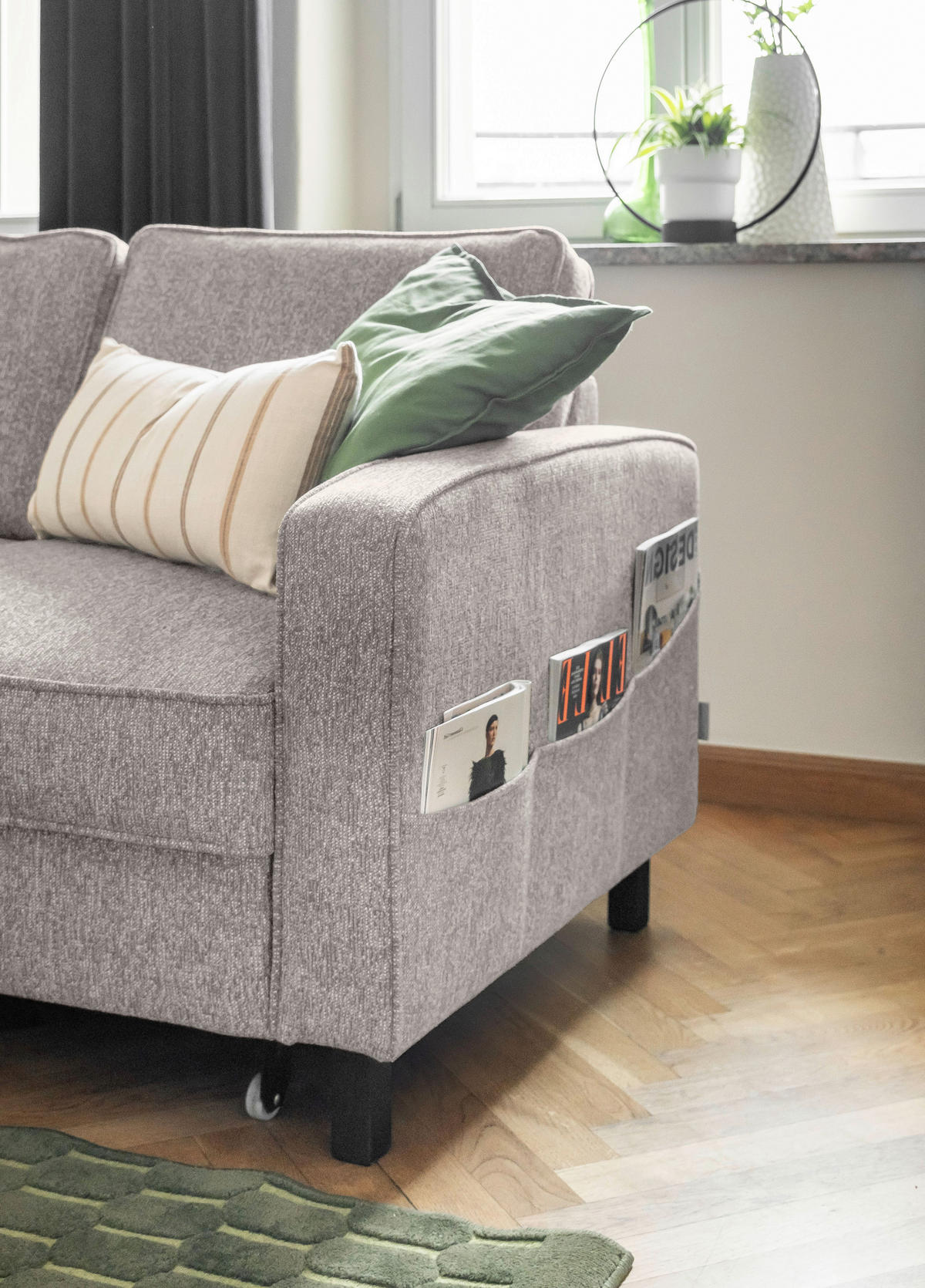 ECKSOFA in Struktur Grauweiss  - Schwarz/Grauweiss, Holz/Textil (148/228cm) - MID.YOU