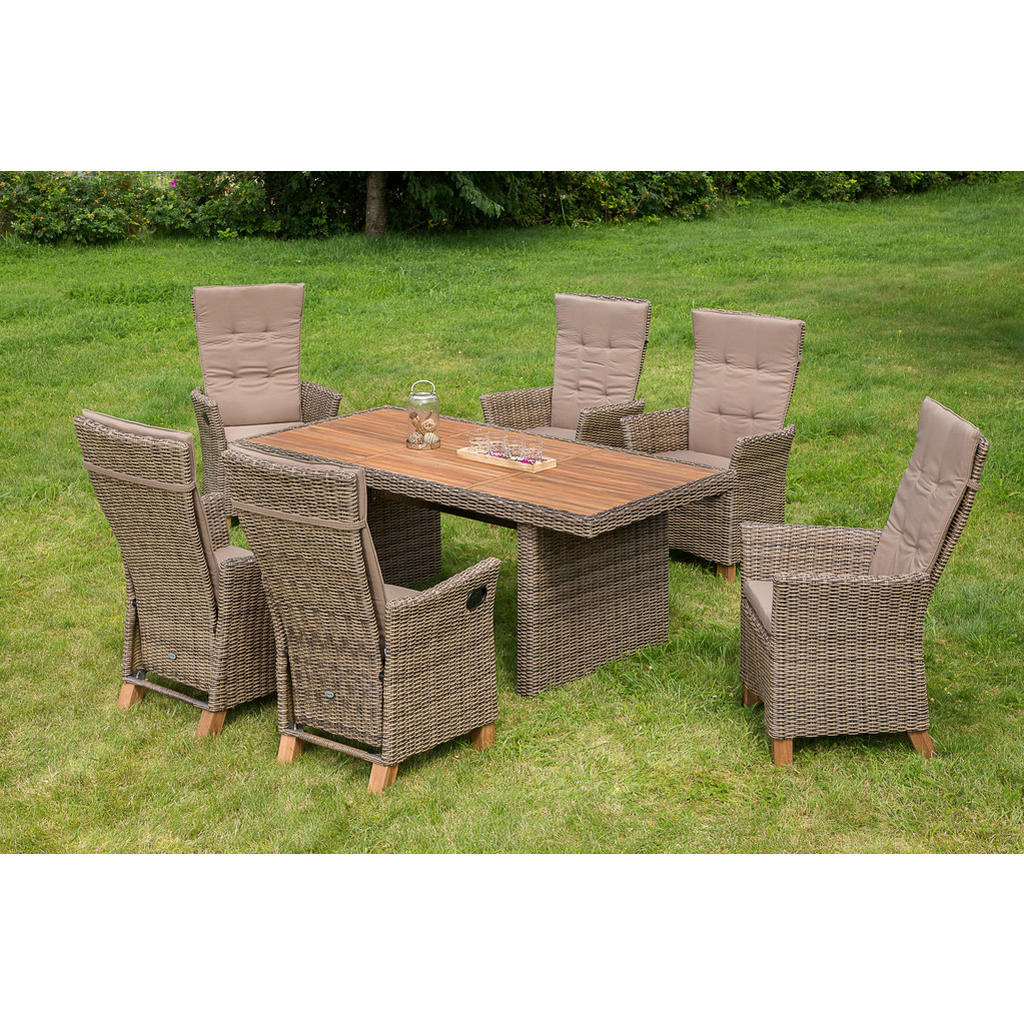Thumbnail - Gardenson Gartensessel, Natur, Akazie, Cappuccino, Holz, Metall, Kunststoff, Textil, Akazie, Füllung: Schaumstoff, eckig...