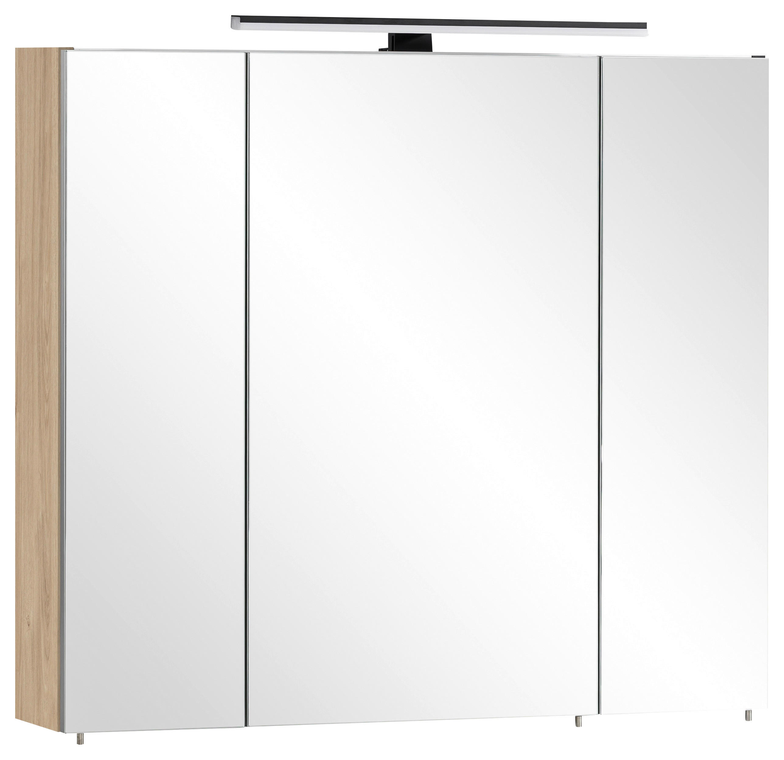 SPIEGELSCHRANK 80/74,4/16 cm  - Chromfarben/Eichefarben, MODERN, Glas/Holzwerkstoff (80/74,4/16cm) - Stylife