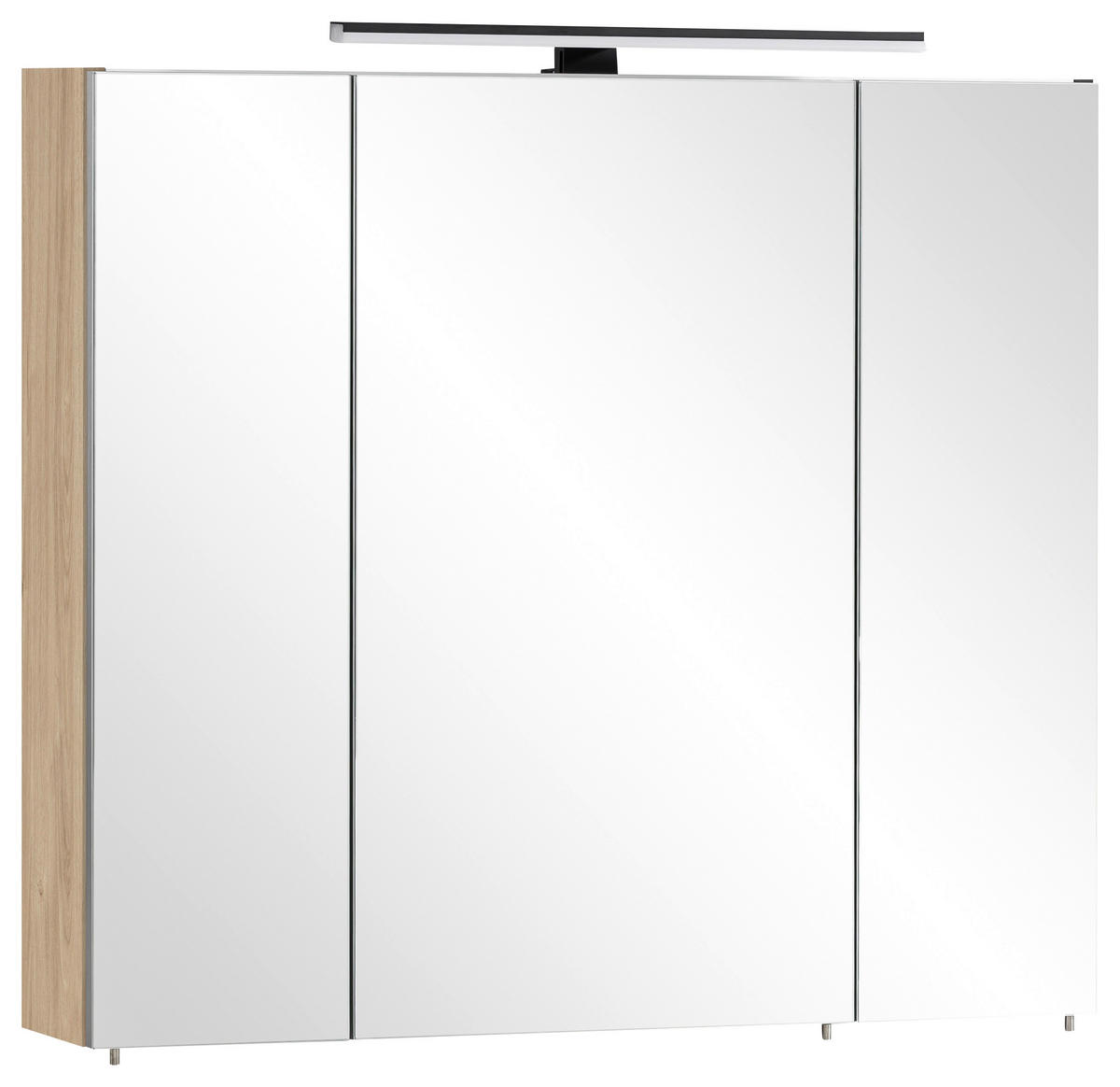 SPIEGELSCHRANK 80/74,4/16 cm  - Chromfarben/Eichefarben, MODERN, Glas/Holzwerkstoff (80/74,4/16cm)