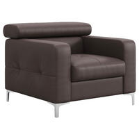 FOTELJA koža  sivo-smeđa   - sivo-smeđa/boje kroma, Design, koža/metal (99/78-92/106cm) - Livetastic