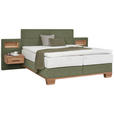 BOXSPRINGBETT 160/200 cm  in Grün, Eichefarben  - Eichefarben/Grün, Natur, Holz/Textil (160/200cm) - Valnatura