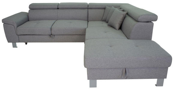 ECKSOFA  in Webstoff Hellgrau  - Silberfarben/Hellgrau, Design, Textil/Metall (257/226cm) - Xora