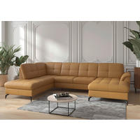 WOHNLANDSCHAFT Currygelb Echtleder  - Currygelb/Schwarz, MODERN, Leder/Metall (212/319/164cm) - Sit & More