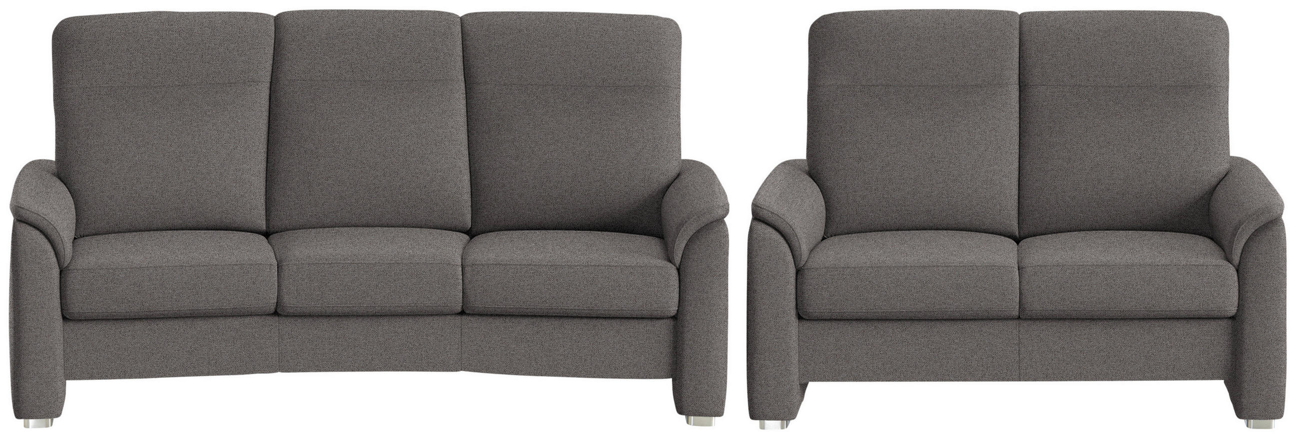 SITZGARNITUR  in Flachgewebe Dunkelbraun  - Dunkelbraun/Alufarben, KONVENTIONELL, Textil/Metall (218/156/107/103/95cm) - Beldomo Comfort