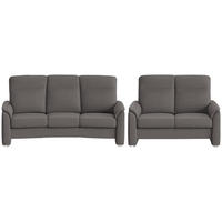 SITZGARNITUR  in Flachgewebe Dunkelbraun  - Dunkelbraun/Alufarben, KONVENTIONELL, Textil/Metall (218/156/107/103/95cm) - Beldomo Comfort