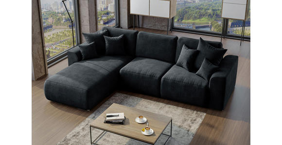 ECKSOFA in Samt Dunkelgrau  - Chromfarben/Dunkelgrau, KONVENTIONELL, Kunststoff/Textil (195/293cm) - Carryhome