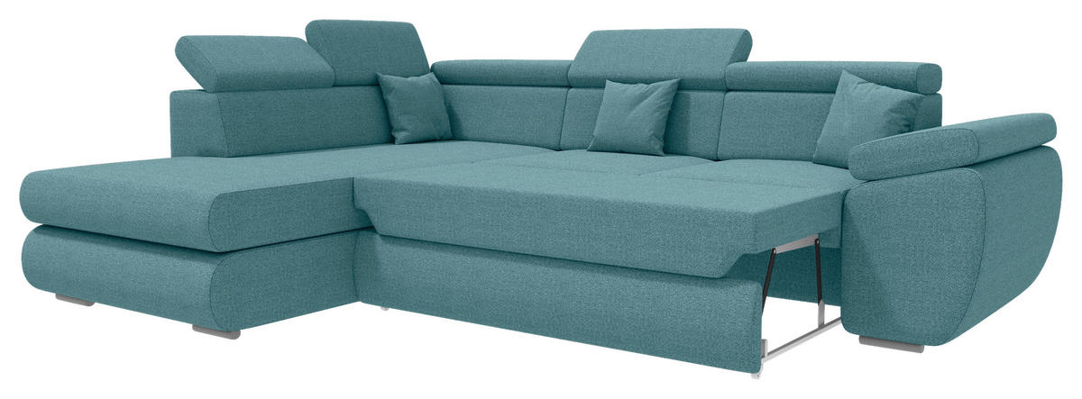 ECKSOFA Petrol Struktur  - Chromfarben/Petrol, KONVENTIONELL, Kunststoff/Textil (205/282cm) - Carryhome