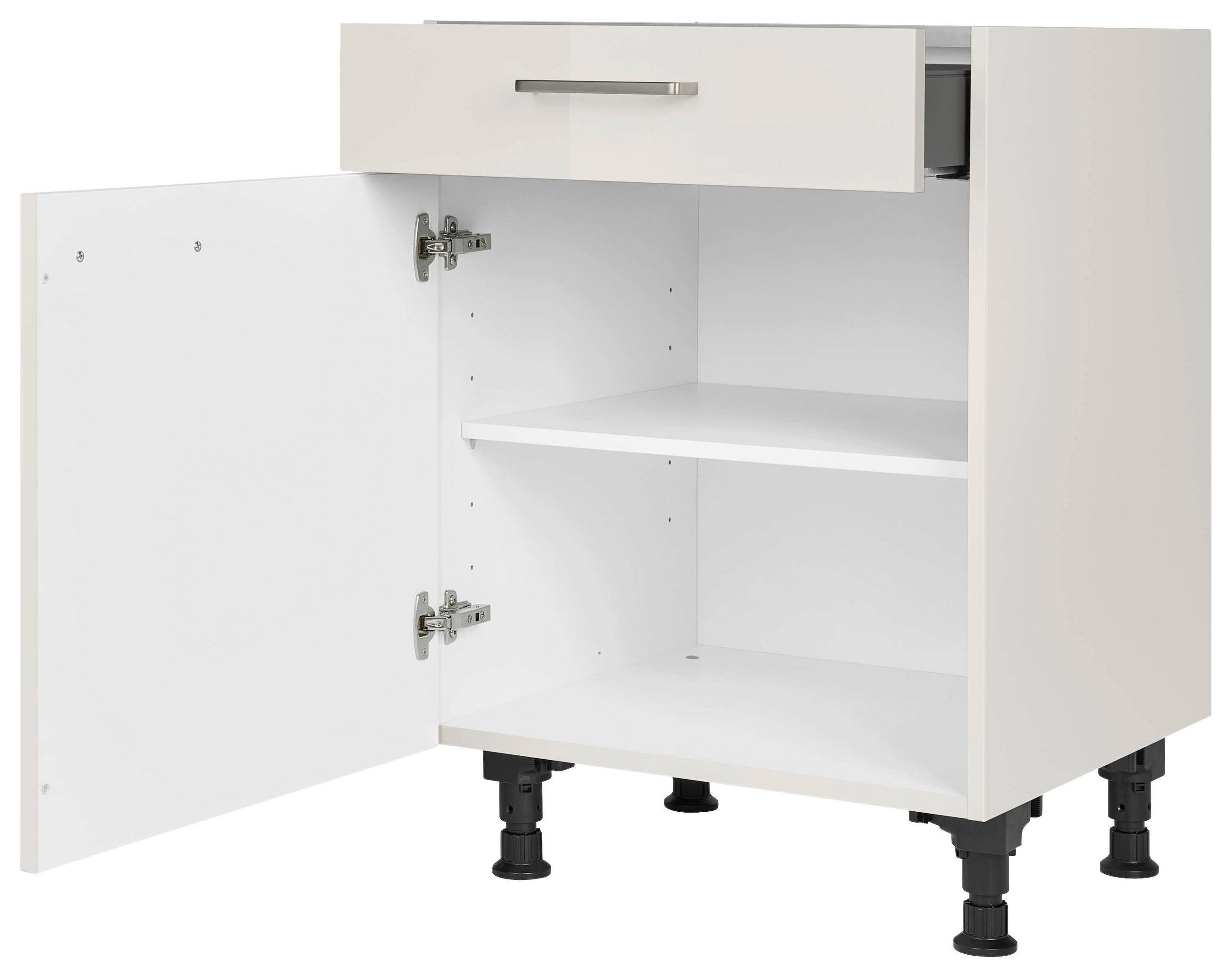 SCHUBKASTENUNTERSCHRANK 60/87/56 cm  in Hellgrau  - Edelstahlfarben/Hellgrau, MODERN, Holzwerkstoff/Metall (60/87/56cm) - Nobilia