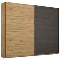 SCHWEBETÜRENSCHRANK in Schwarz, Eiche Artisan  - Schwarz/Eiche Artisan, Modern, Holzwerkstoff/Metall (226/210/62cm) - Rauch Möbel