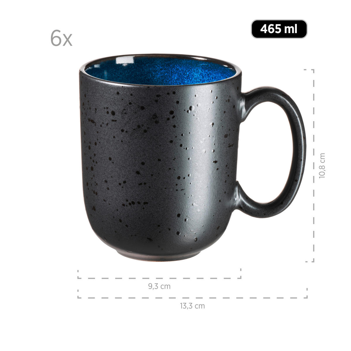FRÜHSTÜCKSSERVICE Niara  - Blau/Schwarz, Basics, Keramik - Mäser
