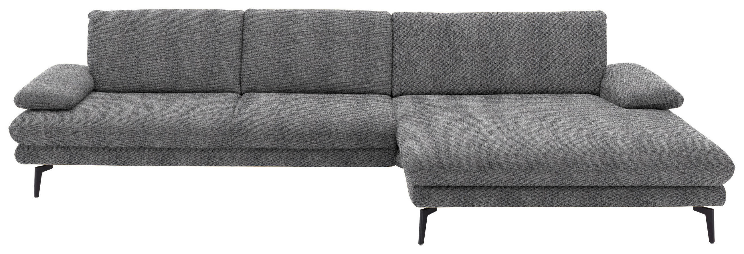 ECKSOFA in Chenille Grau  - Schwarz/Grau, Design, Textil/Metall (310/180cm) - Dieter Knoll