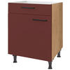 KOCHFELDUMBAUSCHRANK 60/87/56 cm  in Rot, Eichefarben  - Eichefarben/Rot, MODERN, Holzwerkstoff/Metall (60/87/56cm) - Nobilia