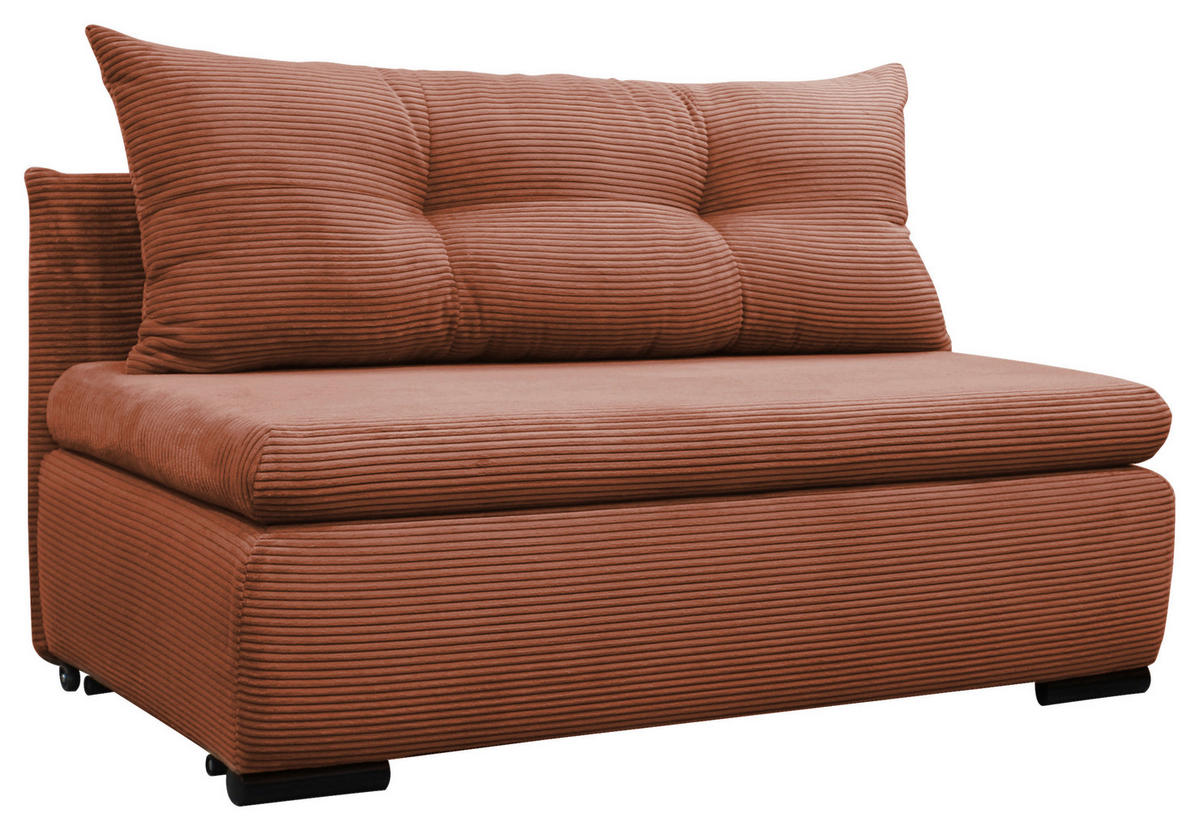 SCHLAFSOFA  mit Liegefunktion Cord Koralle  - Koralle/Schwarz, Design, Kunststoff/Textil (154/93/85cm) - MID.YOU