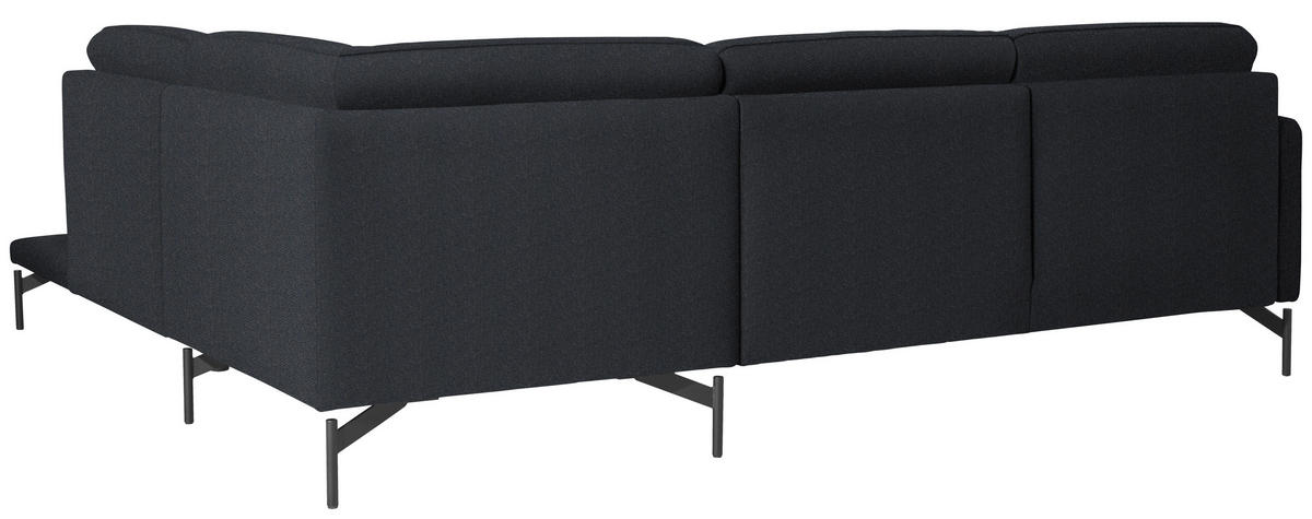 ECKSOFA Flachgewebe, Struktur Pflaume  - Pflaume/Anthrazit, Design, Textil/Metall (254/230cm) - Johann Jakob